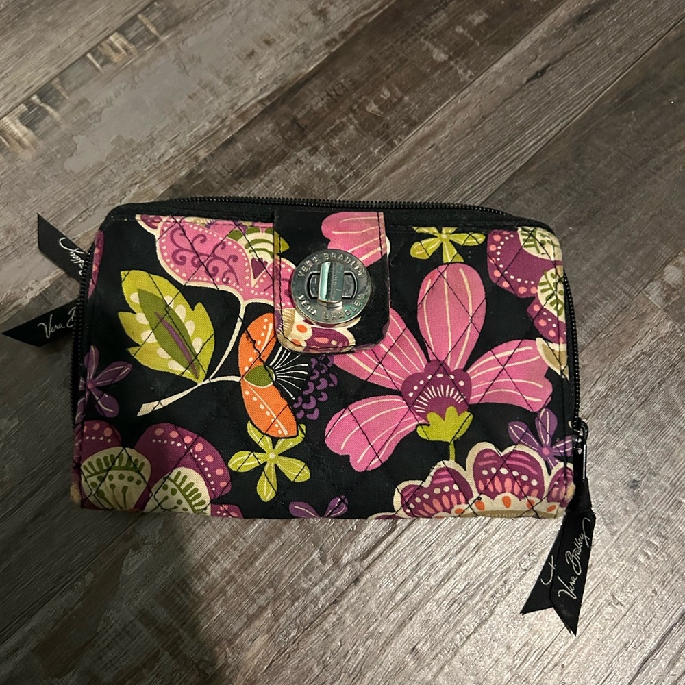 Vera Bradley Black and Pink Floral Wallet